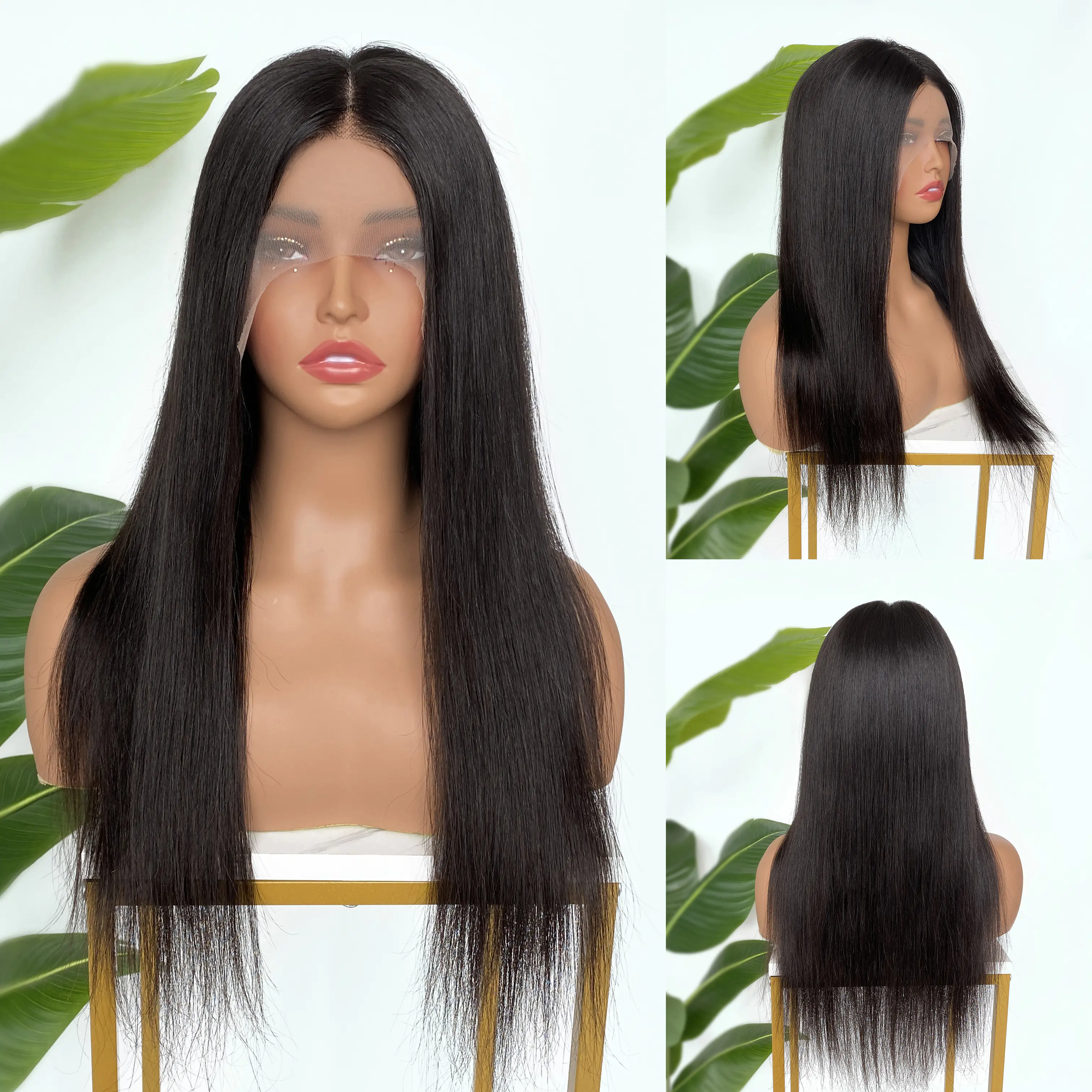 Natural color Human Hair Full Lace Medical Wigs